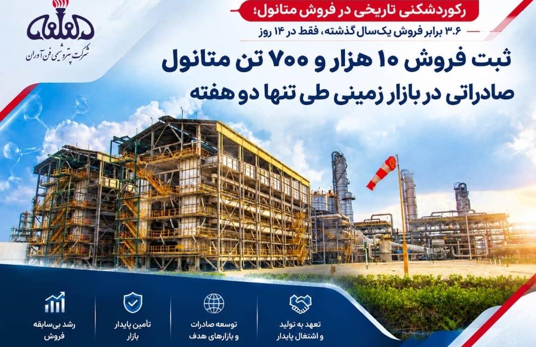 رکوردشکنی تاریخی در فروش متانول؛ ۳.۶ برابر فروش یک‌سال گذشته، فقط در ۱۴ روز