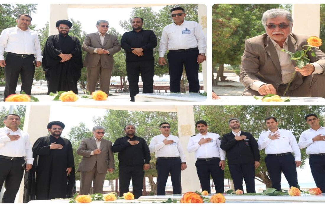 غبارروبی و عطرافشانی مزار شهدای گمنام شهر نخل تقی توسط مدیرعامل و کارکنان پتروشیمی بوشهر
