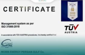 تمدید اعتبار گواهینامه بین‌المللی ISO ۳۱۰۰۰ در شرکت مبین انرژی خلیج فارس