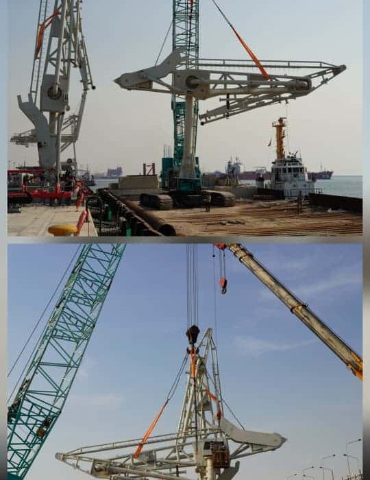 نصب دومین بازوی بارگیری اسکله ۸ بندر پتروشیمی پارس/ تکمیل گام مهم در توسعه تجهیزات بندری