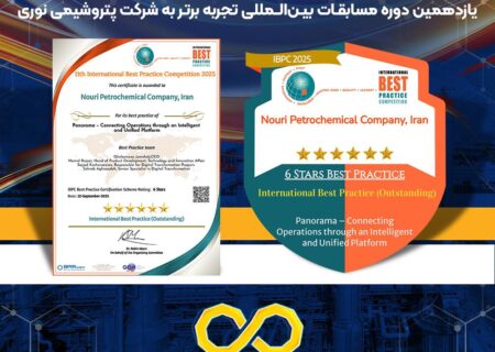 اهدای گواهینامه شش‌ستاره یازدهمین دوره مسابقات بین‌المللی تجربه برتر به شرکت پتروشیمی نوری