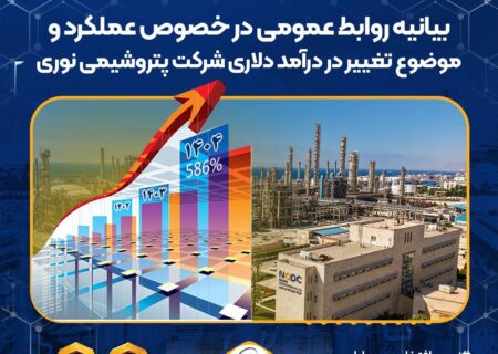بیانیه روابط عمومی در خصوص عملکرد پتروشیمی نوری و موضوع تغییر در درآمد دلاری